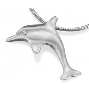 18ct White Gold Diamond Eye Dolphin Pendant on Snake Chain Necklace