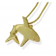 9ct Gold Shark Trust Pendant on Snake Chain Necklace