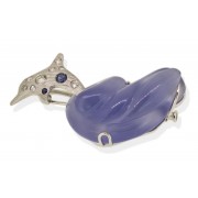 18ct White Gold Diamond & Sapphire Dolphin Brooch