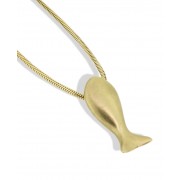 9ct Yellow Gold Whale Pendant on Snake Chain Necklace