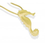 9ct Gold Large Seahorse Pendant on Snake Chain Necklace