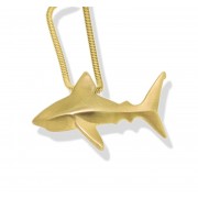 9ct Gold Small Great White Shark Pendant on Snake Chain Necklace