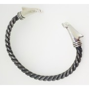 Hammerhead Twisted Heavy Oxidised Silver Torque Bangle