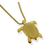 9ct Yellow Gold Turtle Pendant on Snake Chain Necklace