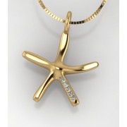 Large 18ct Yellow Gold Diamond Starfish Pendant on Venetian Chain Necklace