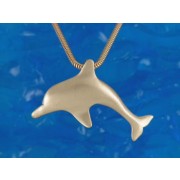 9ct Yellow Gold Dolphin Pendant on Snake Chain Necklace