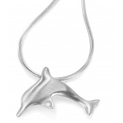Silver Dolphin Pendant on Snake Chain Neckalce