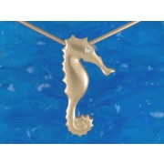 9ct Yellow Gold Diamond Eye Seahorse Pendant on Snake Chain Necklace