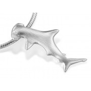Silver Small Hammerhead Shark Pendant on Snake Chain Necklace