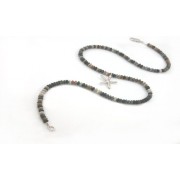 Small Silver Starfish Pendant on Picasso Jasper Bead Necklace