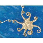 18ct yellow Gold and Diamond Octopus on a Hayseed Chain