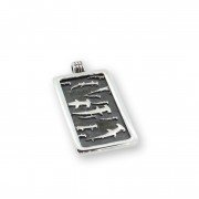 Silver Oxidised Hammerhead Oblong  Pendant on Snake Chain