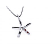 Large 18ct White Gold Diamond and Ruby Starfish Pendant on Venetian Chain Necklace