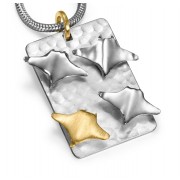 18ct Gold & Silver Manta Ray Duo Pendant on Snake Chain Necklace