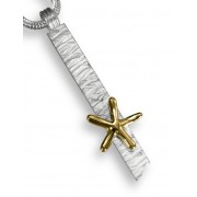 18ct Gold & Silver Single Starfish Pendant on Snake Chain Necklace 