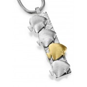 18ct Gold & Silver Batfish Pendant on Snake Chain Necklace