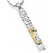 18ct Gold & Silver Single Seahorse Pendant on Snake Chain Necklace