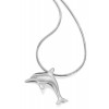 18ct White Gold Diamond Eye Dolphin Pendant on Snake Chain Necklace