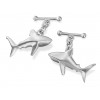Silver Great White Shark Cufflinks 