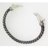 Hammerhead Twisted Heavy Oxidised Silver Torque Bangle
