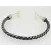 Hammerhead Twisted Heavy Oxidised Silver Torque Bangle