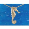 9ct Yellow Gold Diamond Eye Seahorse Pendant on Snake Chain Necklace