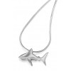 Silver Small Great White Shark Pendant on Snake Chain Necklace