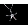 Large 18ct White Gold Diamond and Ruby Starfish Pendant on Venetian Chain Necklace