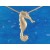 9ct Yellow Gold Diamond Eye Seahorse Pendant on Snake Chain Necklace