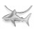 Silver Small Great White Shark Pendant on Snake Chain Necklace